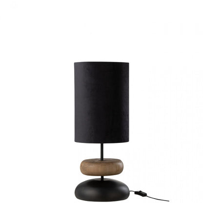 Lamp Jade Ijzer/Dennenhout Zwart/Naturel - Tafellamp - J-Line - livinglovely.nl