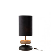 Lamp Jade Ijzer/Dennenhout Zwart/Naturel - Tafellamp - J-Line - livinglovely.nl