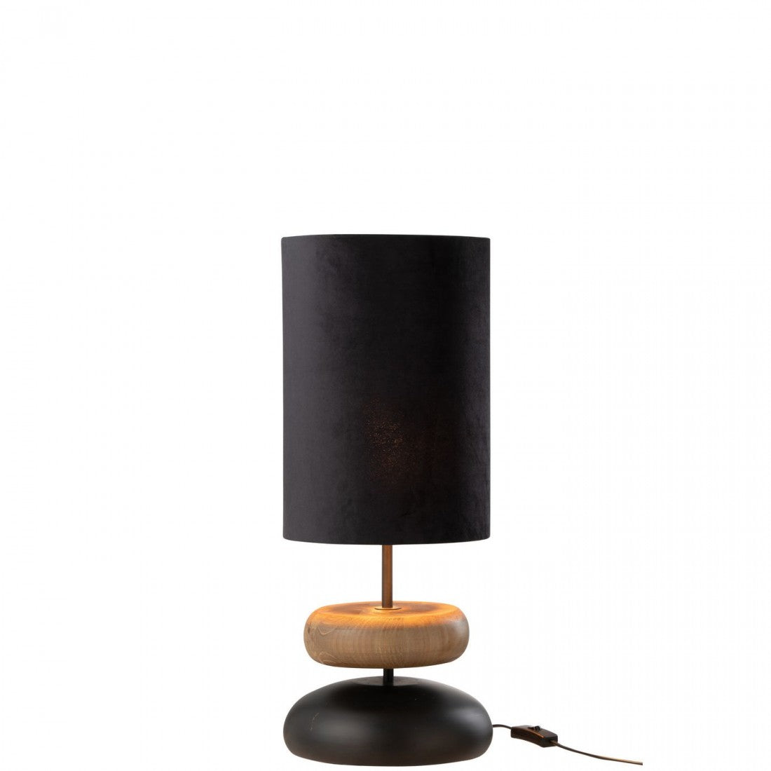 Lamp Jade Ijzer/Dennenhout Zwart/Naturel - Tafellamp - J-Line - livinglovely.nl