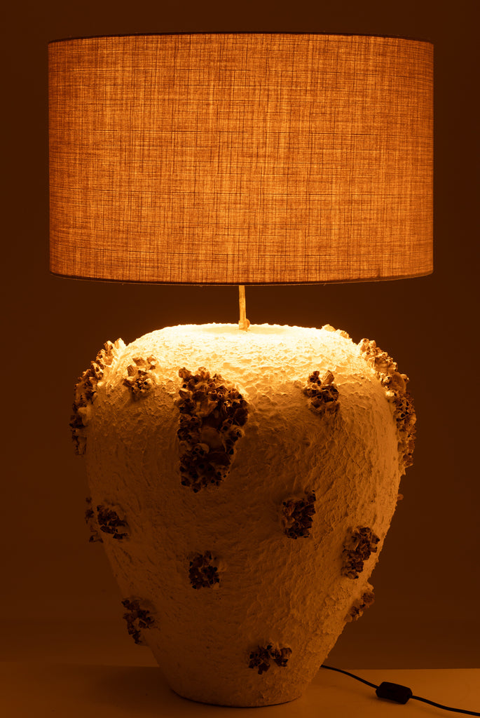 Lamp + Kap Jilly Terracotta Wit/Bruin - Tafellamp - J-Line - livinglovely.nl