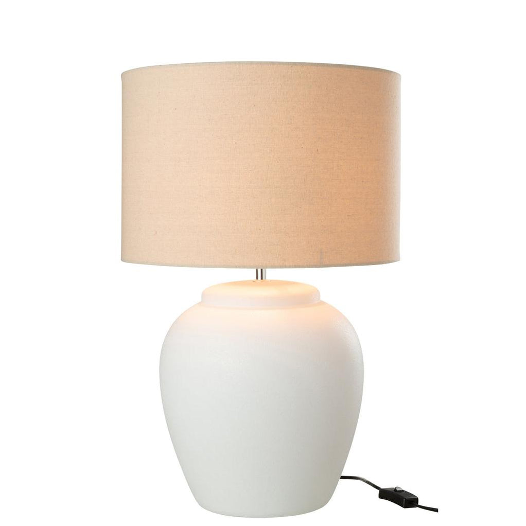 Lamp Meli + Kap Keramiek Linnen Wit Large J-Line