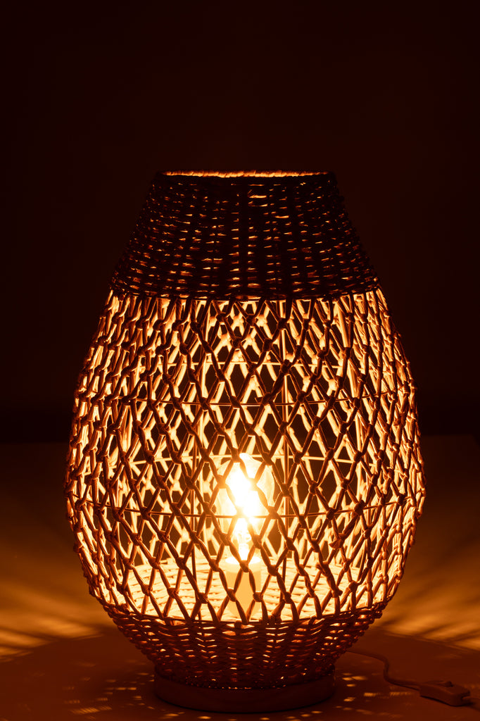 Lamp Metaal Getwist Donker Naturel Large - Tafellamp - J-Line - livinglovely.nl