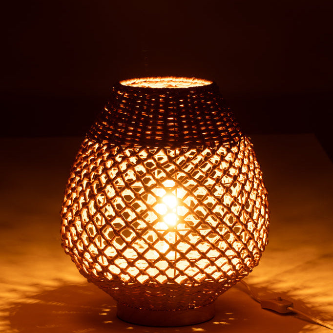 Lamp Metaal Getwist Donker Naturel Small - Tafellamp - J-Line - livinglovely.nl