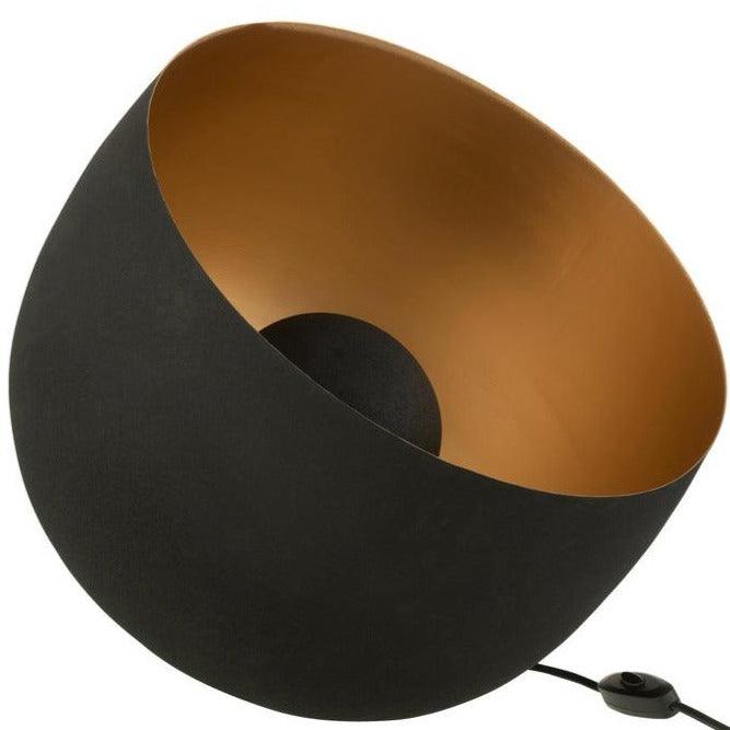 Lamp Rond Interieur Goud Metaal Zwart Large - Tafellamp - J-Line - livinglovely.nl