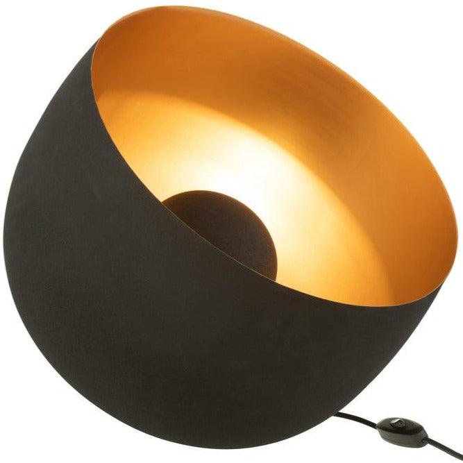 Lamp Rond Interieur Goud Metaal Zwart Large - Tafellamp - J-Line - livinglovely.nl