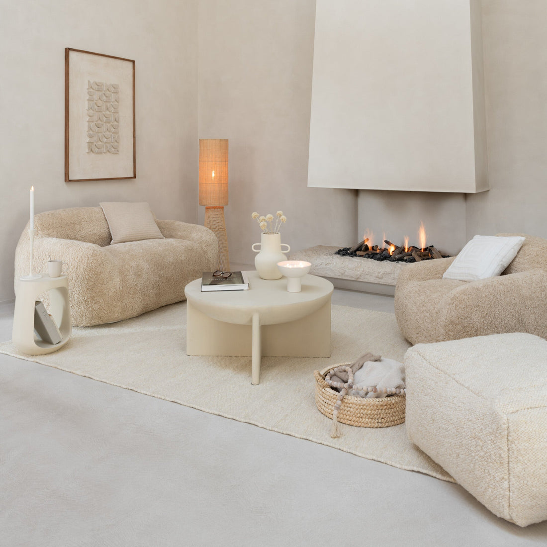 Lamp Room Linen/Bamboo Natural J-Line - Vloerlamp - J-Line - livinglovely.nl