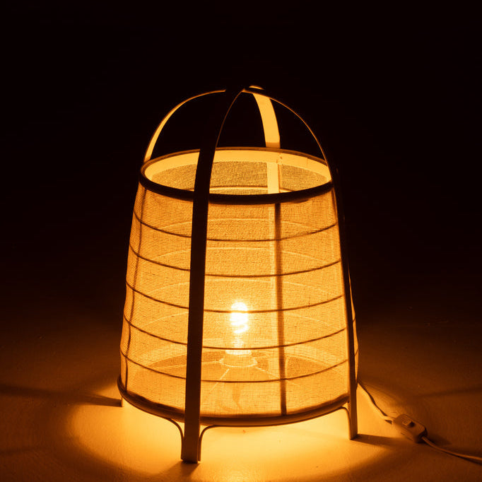Lamp Rya Katoen/Bamboe Wit Large - Tafellamp - J-Line - livinglovely.nl