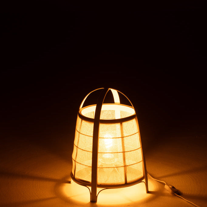 Lamp Rya Katoen/Bamboe Wit Small - Tafellamp - J-Line - livinglovely.nl