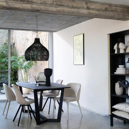 Lampkap Peervorm Rotan Zwart - Hanglamp - J-Line - livinglovely.nl