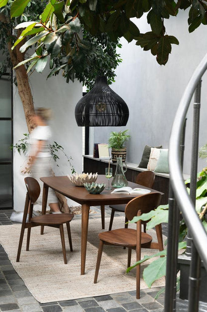 Lampkap Peervorm Rotan Zwart - Hanglamp - J-Line - livinglovely.nl