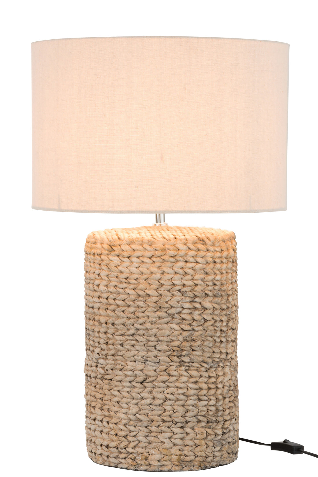 Lampvoet + Kap Dik Vlecht Beton/Katoen Naturel L - Tafellamp - J-Line - livinglovely.nl