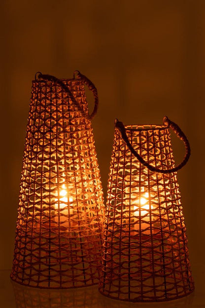 Lantaarn Anais Rotan Natural Large - Lantaarn - J-Line - livinglovely.nl