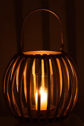 Lantaarn Bol Aluminium Goud - Lantaarn - J-Line - livinglovely.nl