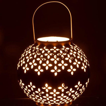 Lantaarn Bol Geperforeerd Ijzer Oker - Lantaarn - J-Line - livinglovely.nl