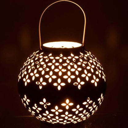 Lantaarn Bol Geperforeerd Ijzer Zwart - Lantaarn - J-Line - livinglovely.nl