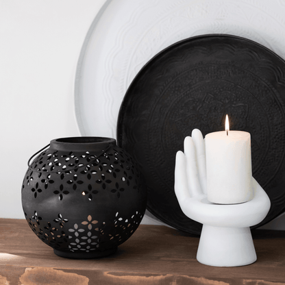 Lantaarn Bol Geperforeerd Ijzer Zwart Mat - Lantaarn - J-Line - livinglovely.nl