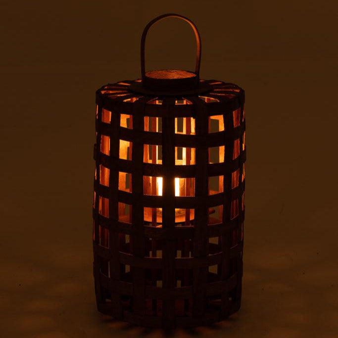 Lantaarn Cylinder Populier Hout Bruin J-Line - Lantaarn - J-Line - livinglovely.nl