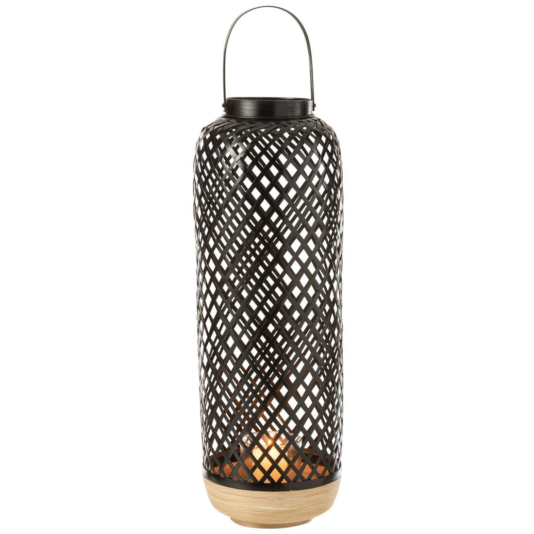 Lantaarn Evi Bamboe Zwart Large - Lantaarn - J-Line - livinglovely.nl