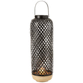 Lantaarn Evi Bamboe Zwart Large - Lantaarn - J-Line - livinglovely.nl