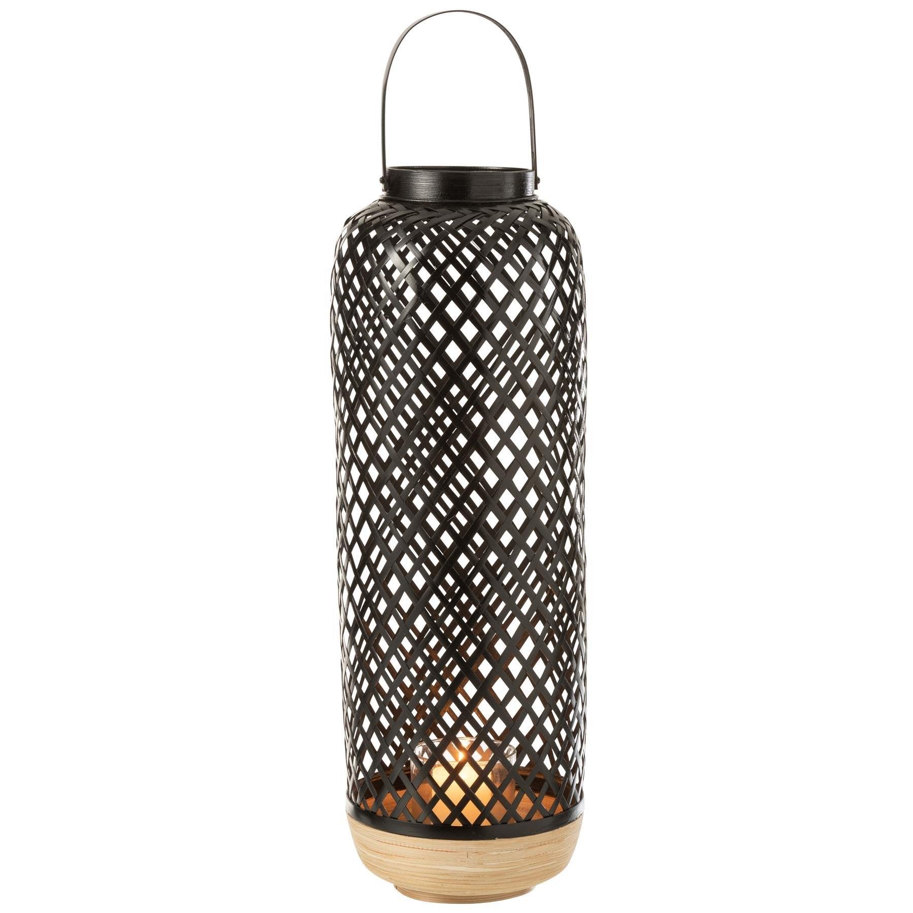Lantaarn Evi Bamboe Zwart Large - Lantaarn - J-Line - livinglovely.nl