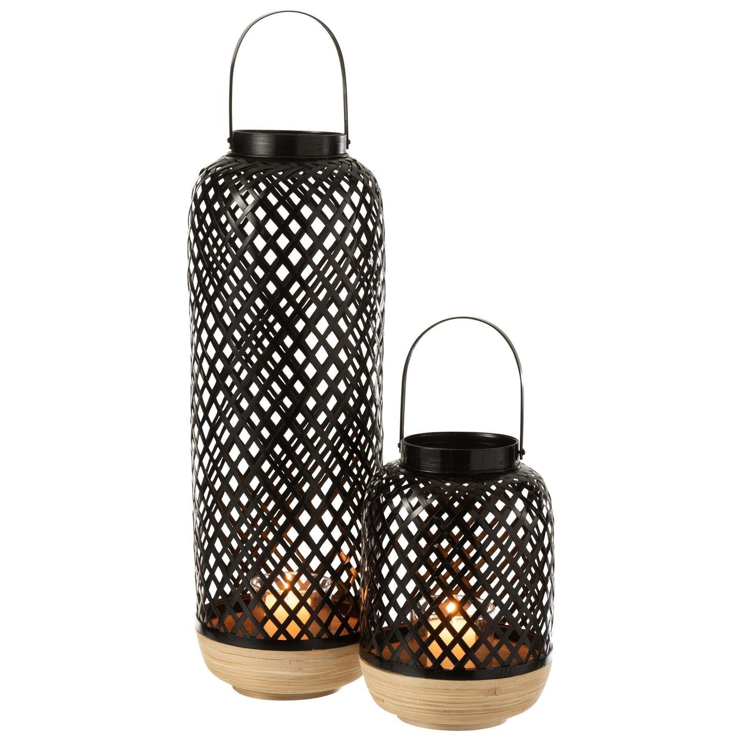 Lantaarn Evi Bamboe Zwart Large - Lantaarn - J-Line - livinglovely.nl