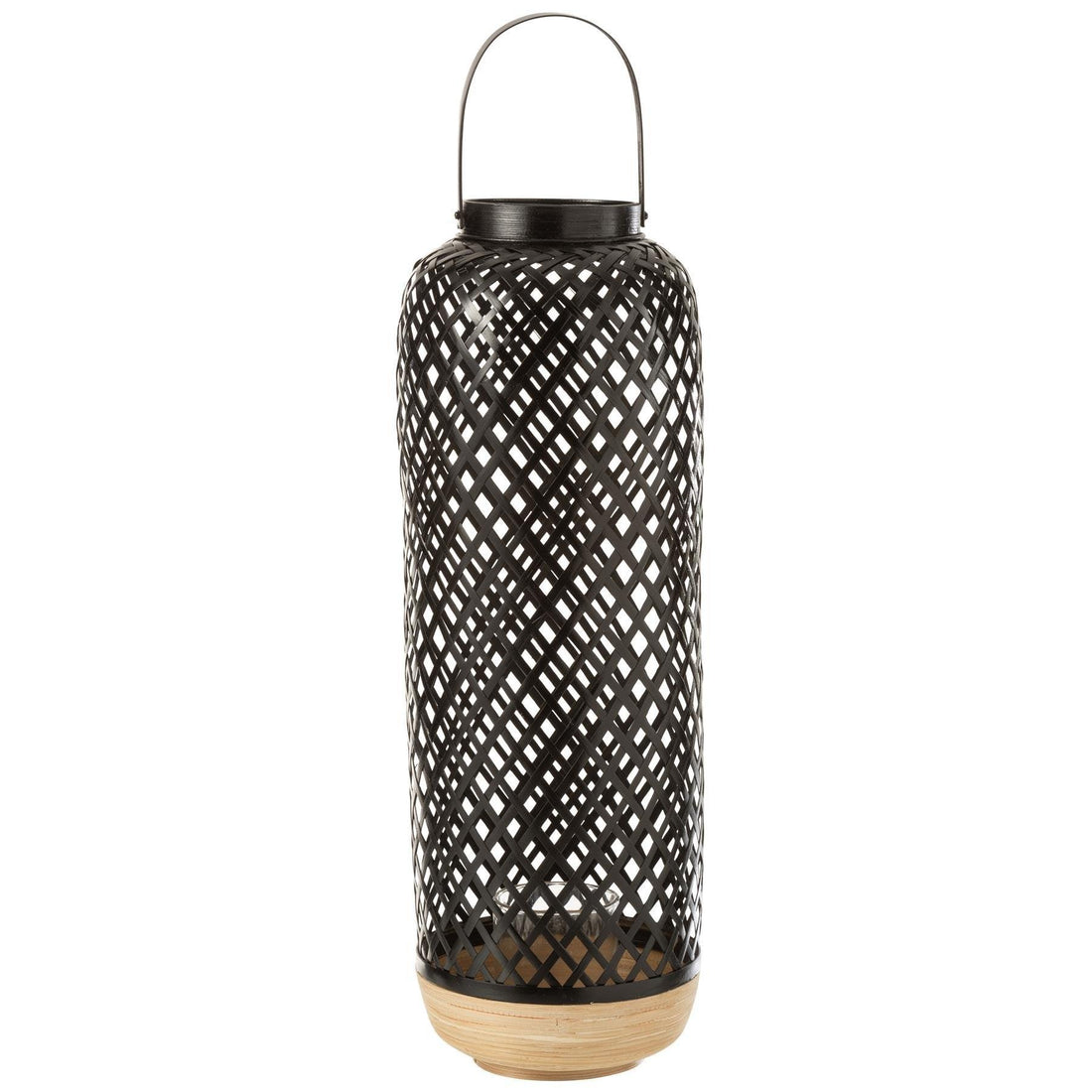 Lantaarn Evi Bamboe Zwart Large - Lantaarn - J-Line - livinglovely.nl
