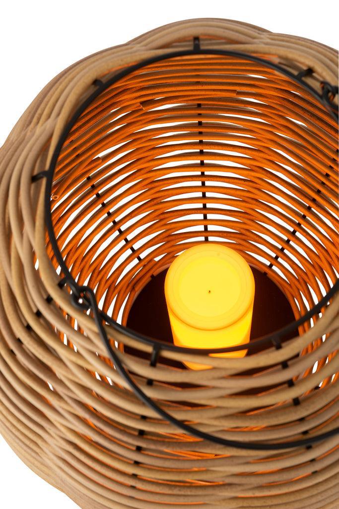 Lantaarn Gewoven Led Naturel Medium - Lantaarn - J-Line - livinglovely.nl