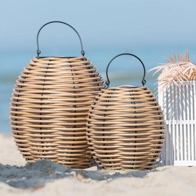 Lantaarn Gewoven Led Naturel Medium - Lantaarn - J-Line - livinglovely.nl