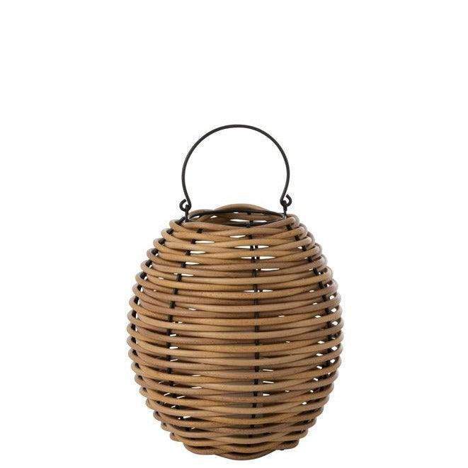 Lantaarn Gewoven Led Plastic Naturel Small - Lantaarn - J-Line - livinglovely.nl