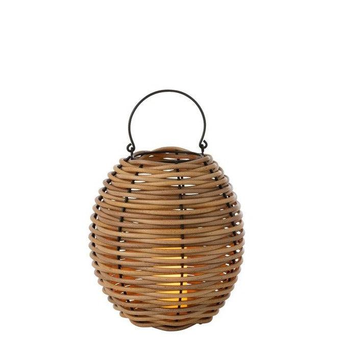 Lantaarn Gewoven Led Plastic Naturel Small - Lantaarn - J-Line - livinglovely.nl