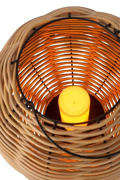 Lantaarn Gewoven Led Plastic Naturel Small - Lantaarn - J-Line - livinglovely.nl
