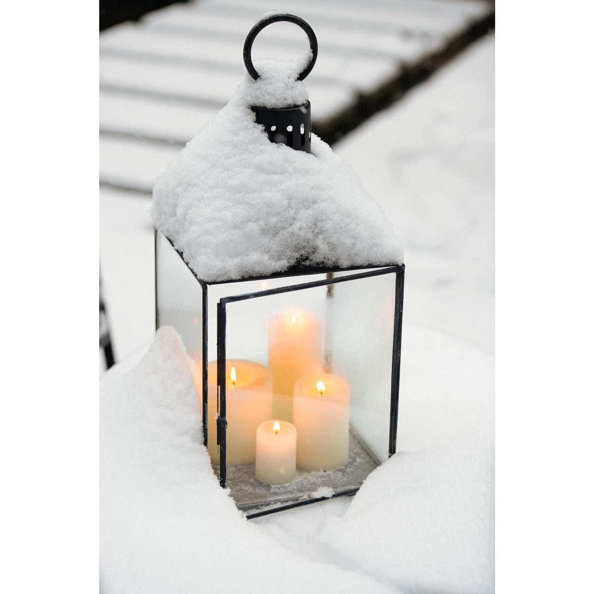 Laterne Hagrid Glas/Eisen Schwarz L36cm x B36cm x H85cm J-Line