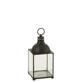 Lantaarn Hagrid Zwart Small van J-Line, zwarte lantaarn van glas en ijzer van 57cm hoog