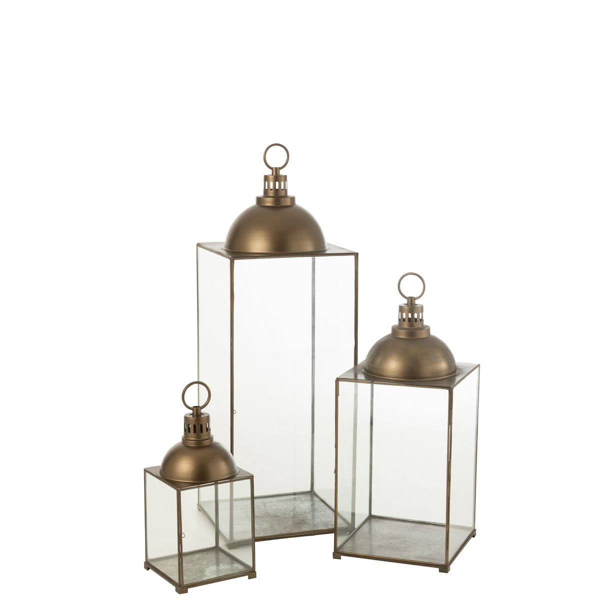 Lantaarn Hagrid Glas/Ijzer Brons Large - Lantaarn - J-Line - livinglovely.nl