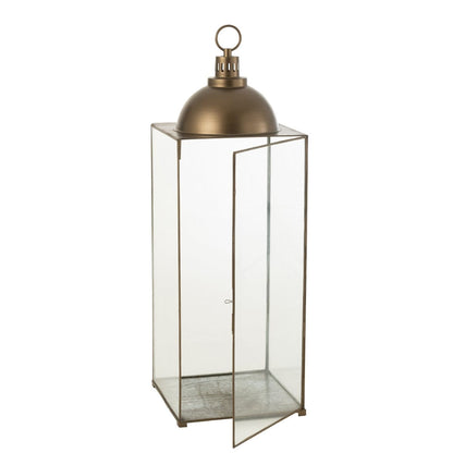 Lantaarn Hagrid Glas/Ijzer Brons Large - Lantaarn - J-Line - livinglovely.nl