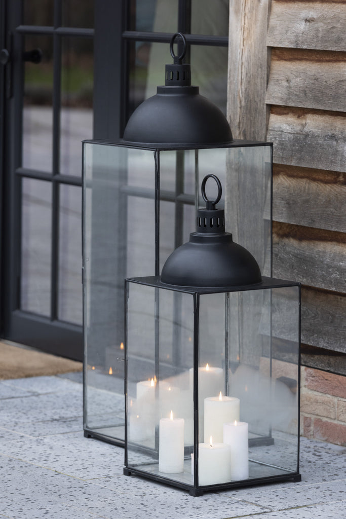 Lantaarn Hagrid Glas/Ijzer Zwart Large - Lantaarn - J-Line - livinglovely.nl