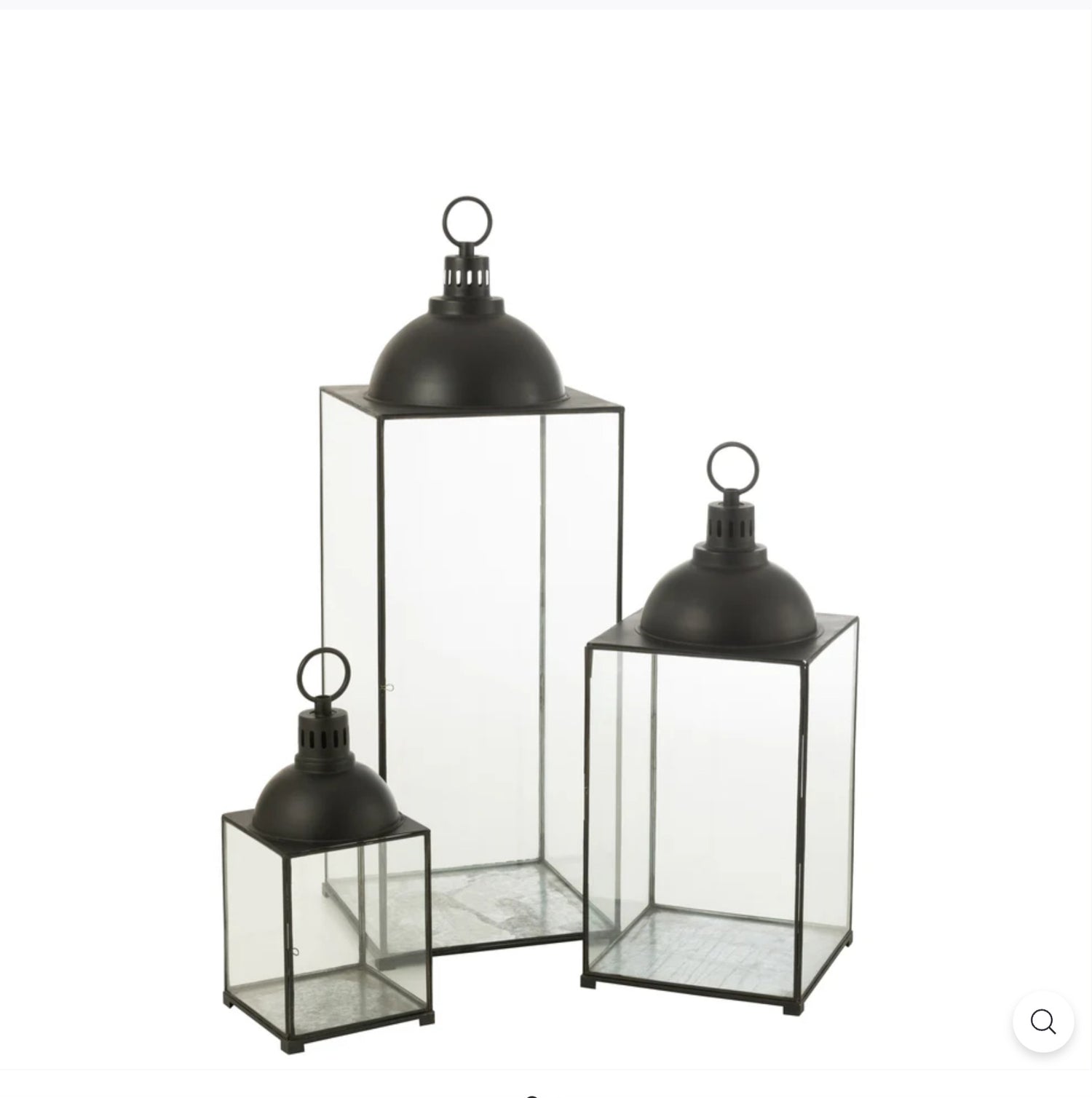 Lantaarn Hagrid Glas/Ijzer Zwart Medium - Lantaarn - J-Line - livinglovely.nl