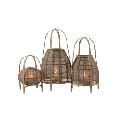 Lantaarn Kap Bamboe Natural Medium - Lantaarn - J-Line - livinglovely.nl