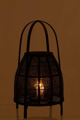 Lantaarn Kap Bamboe Zwart Medium - Lantaarn - J-Line - livinglovely.nl