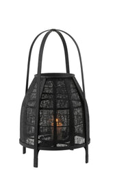 Lantaarn Kap Bamboe Zwart Medium - Lantaarn - J-Line - livinglovely.nl