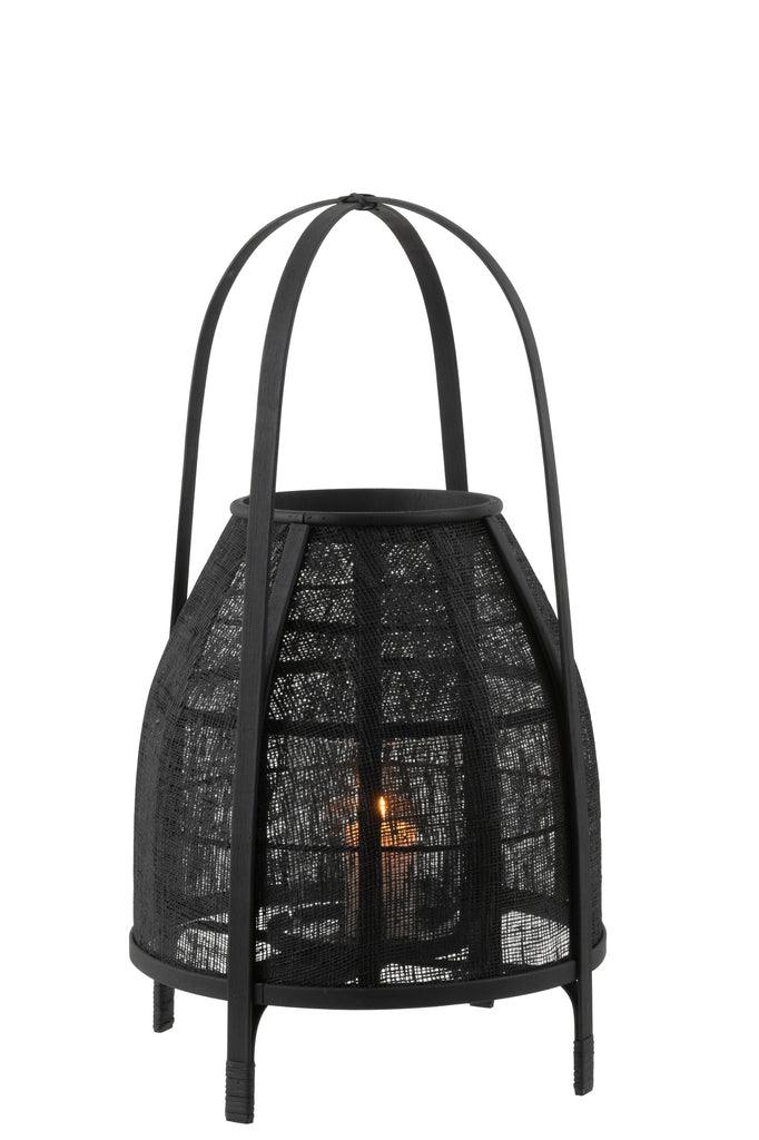 Lantaarn Kap Bamboe Zwart Medium - Lantaarn - J-Line - livinglovely.nl
