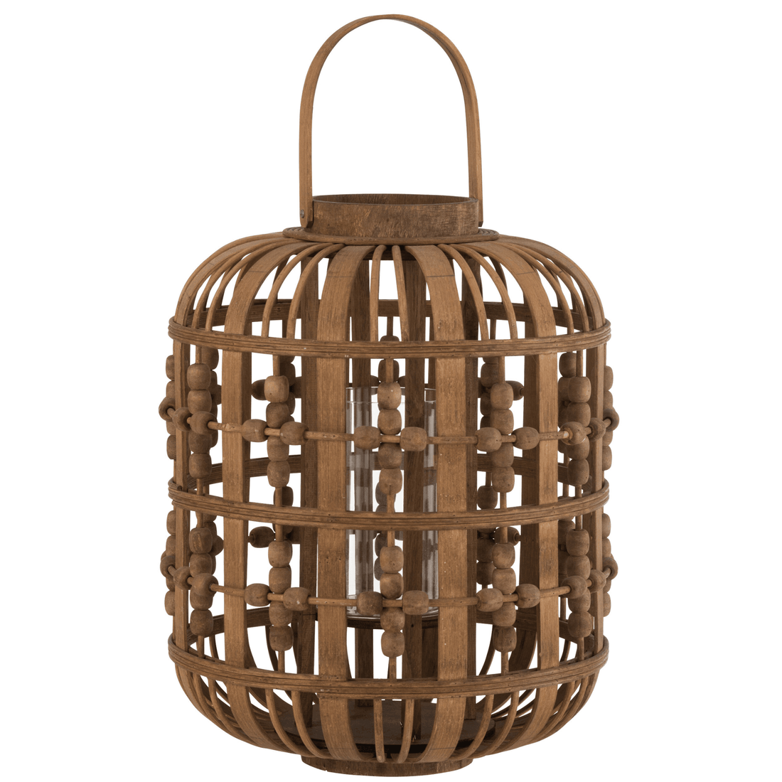 Lantaarn Kralen Hout Naturel - Lantaarn - J-Line - livinglovely.nl