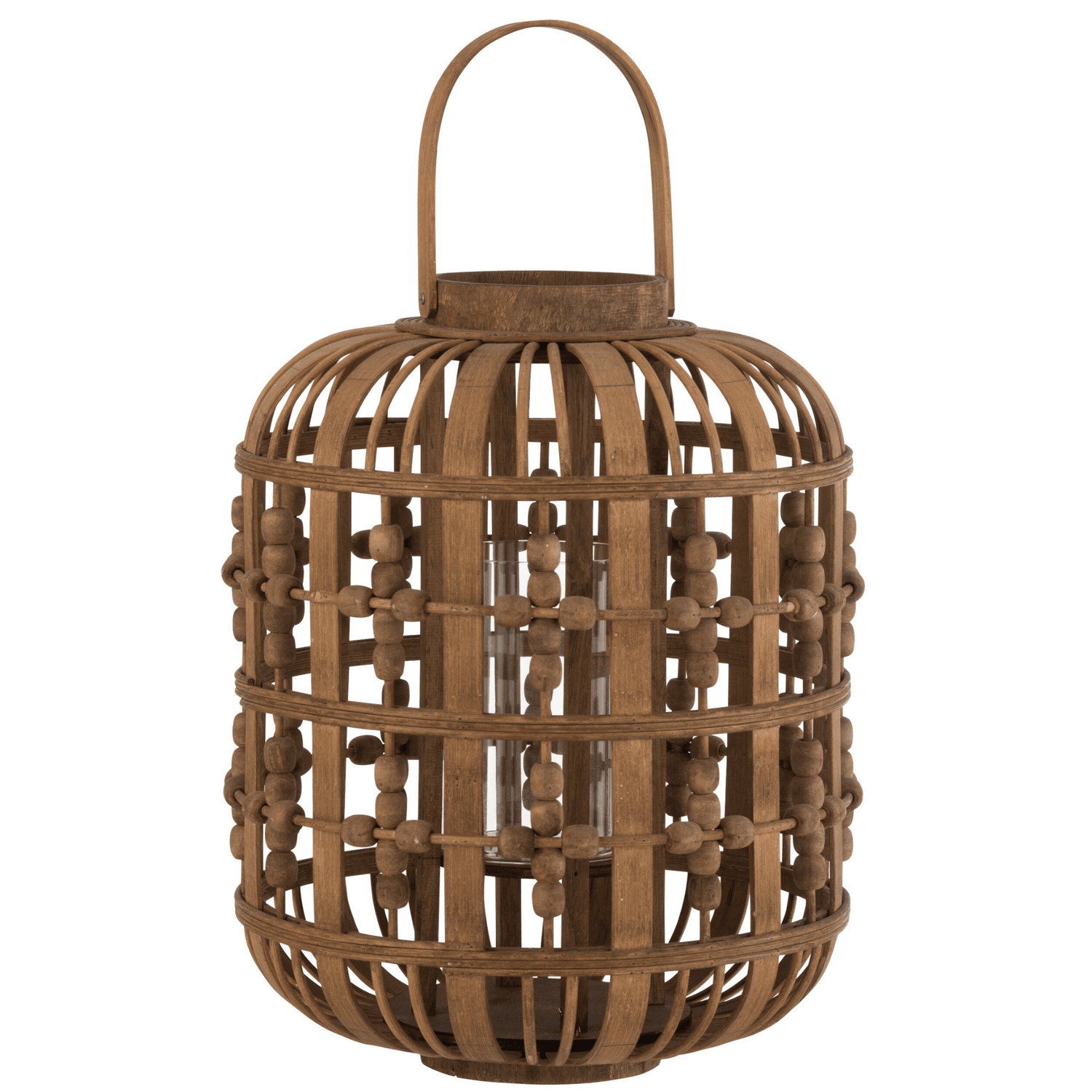 Lantaarn Kralen Hout Naturel - Lantaarn - J-Line - livinglovely.nl