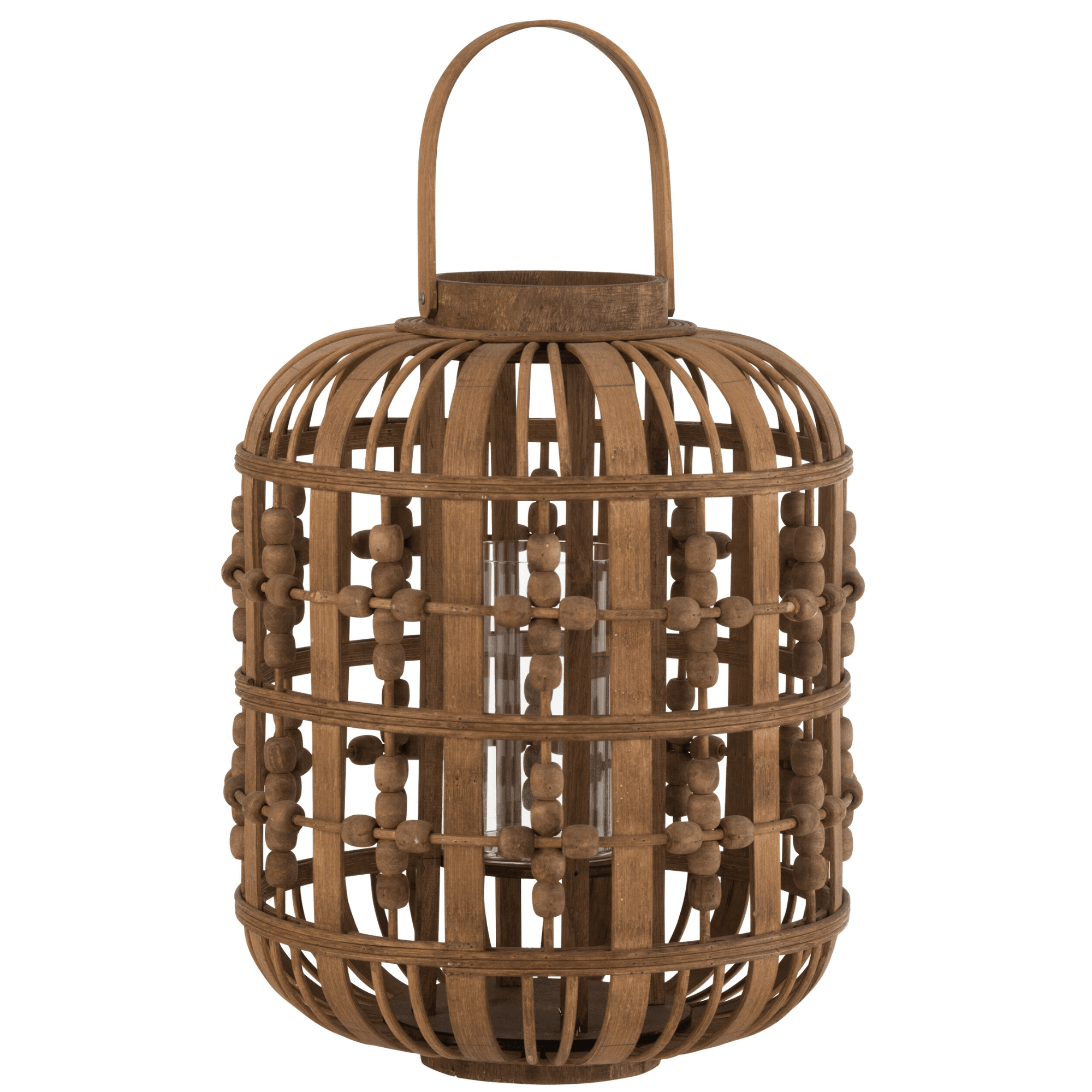 Lantaarn Kralen Hout Naturel - Lantaarn - J-Line - livinglovely.nl