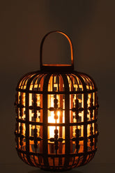 Lantaarn Kralen Hout Naturel - Lantaarn - J-Line - livinglovely.nl