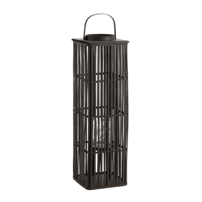 Lantaarn Lang Bamboo Zwart - Lantaarn - J-Line - livinglovely.nl