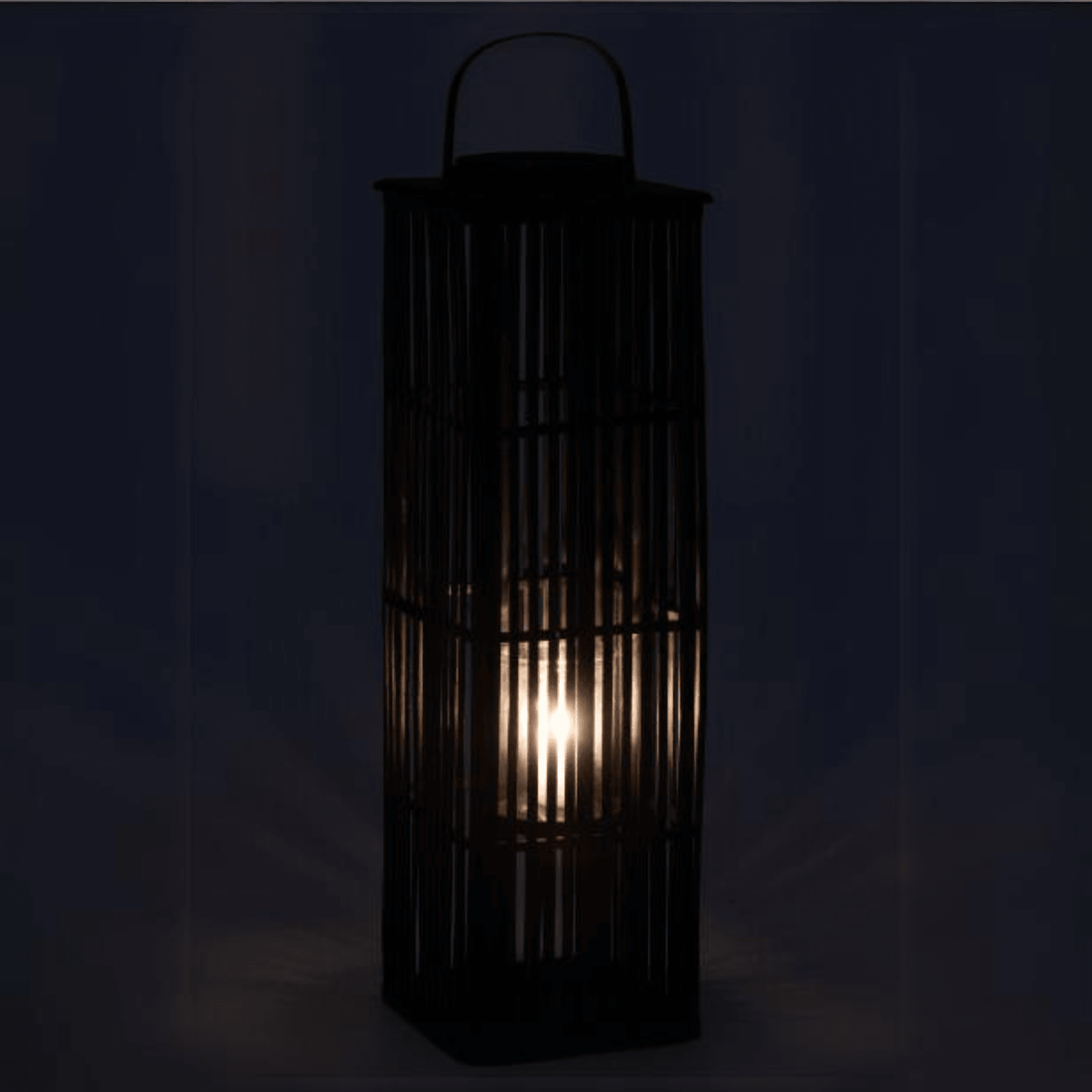 Lantaarn Lang Bamboo Zwart - Lantaarn - J-Line - livinglovely.nl