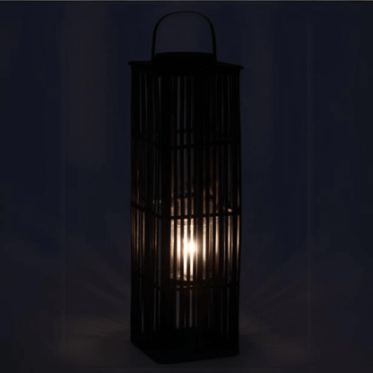 Lantaarn Lang Bamboo Zwart - Lantaarn - J-Line - livinglovely.nl