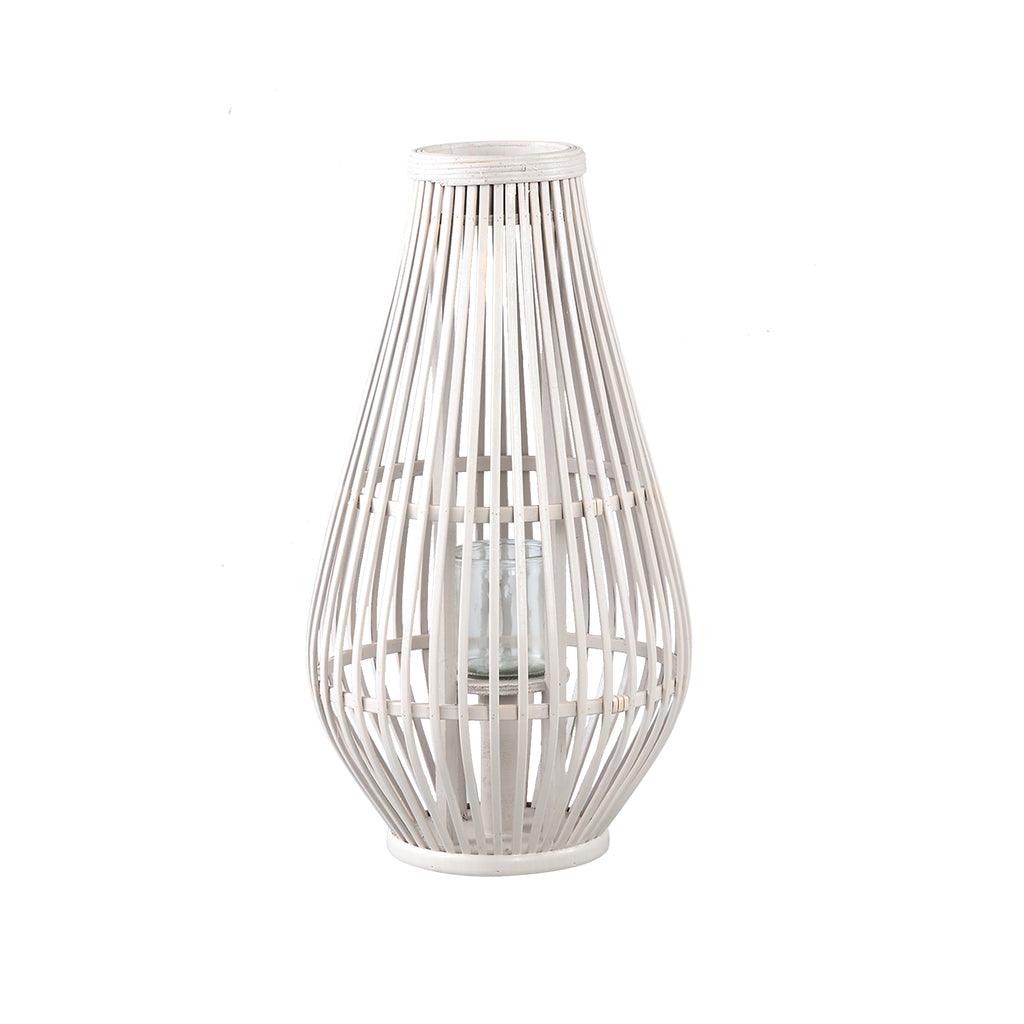 Lantaarn Lysia 25.0 x 25.0 x 48.0 cm - Glas - Wit PTMD - Lantaarn - PTMD - livinglovely.nl