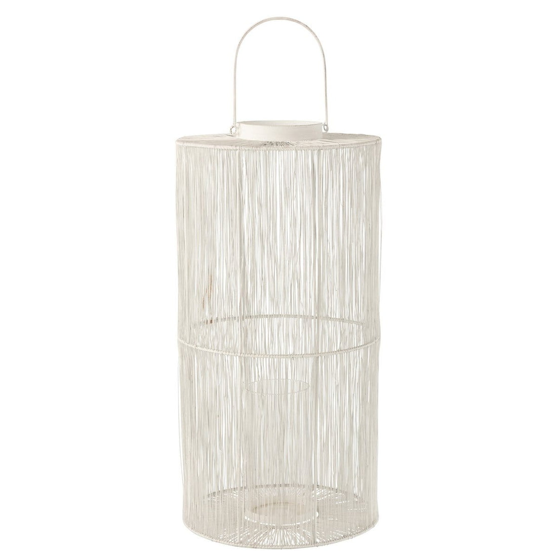 Lantaarn Metaal Mat Wiit Large - Lantaarn - J-Line - livinglovely.nl